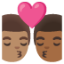 👨🏽‍❤️‍💋‍👨🏾 kiss: man, man, medium skin tone, medium-dark skin tone display on Google